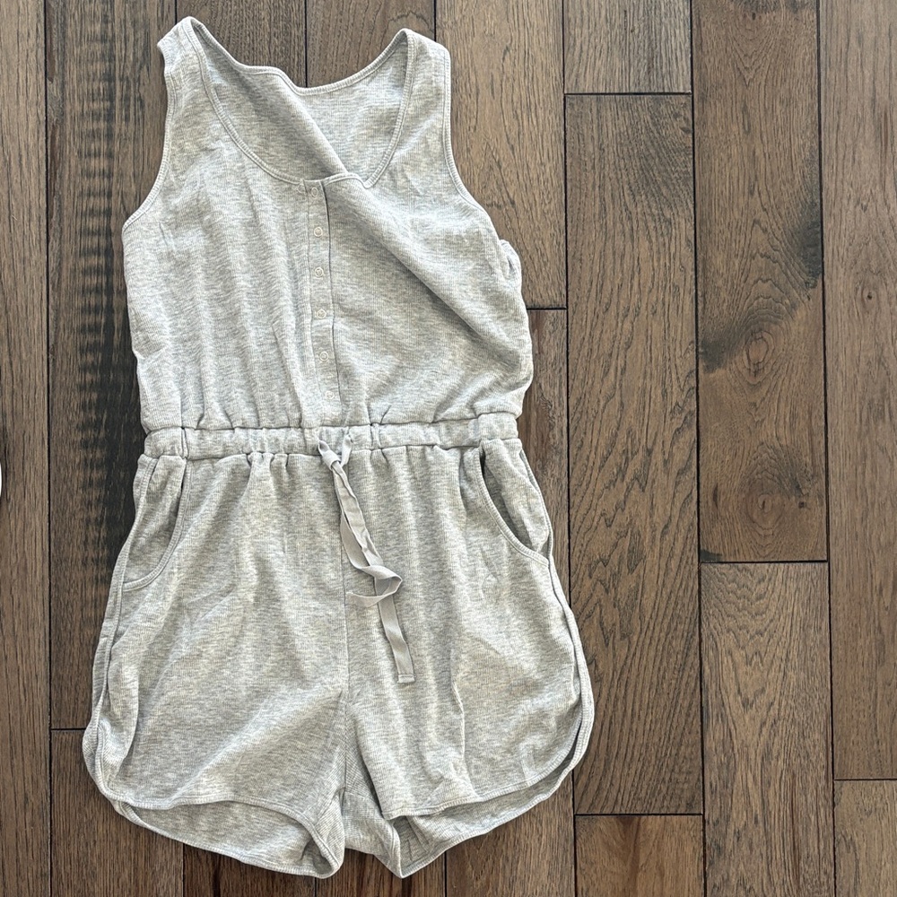 Light Gray Sleeveless Drawstring Romper